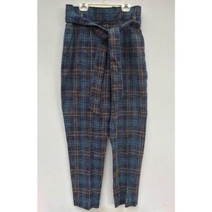 Plaid Women's Pants with Tie Waist